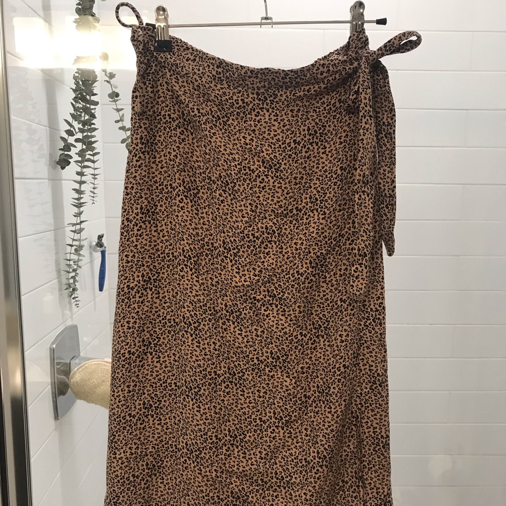 Cheetah print wrap around midi skirt